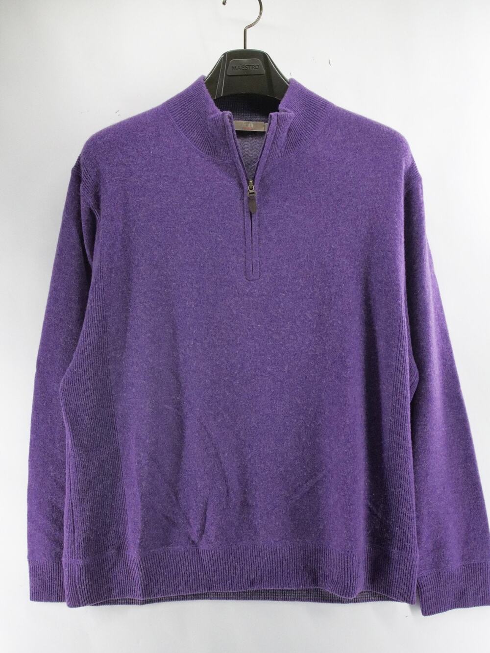 Raffi 100% Cashmere 1/4 Zip Pullover Sweater Purple Mens XL Long Sleeve